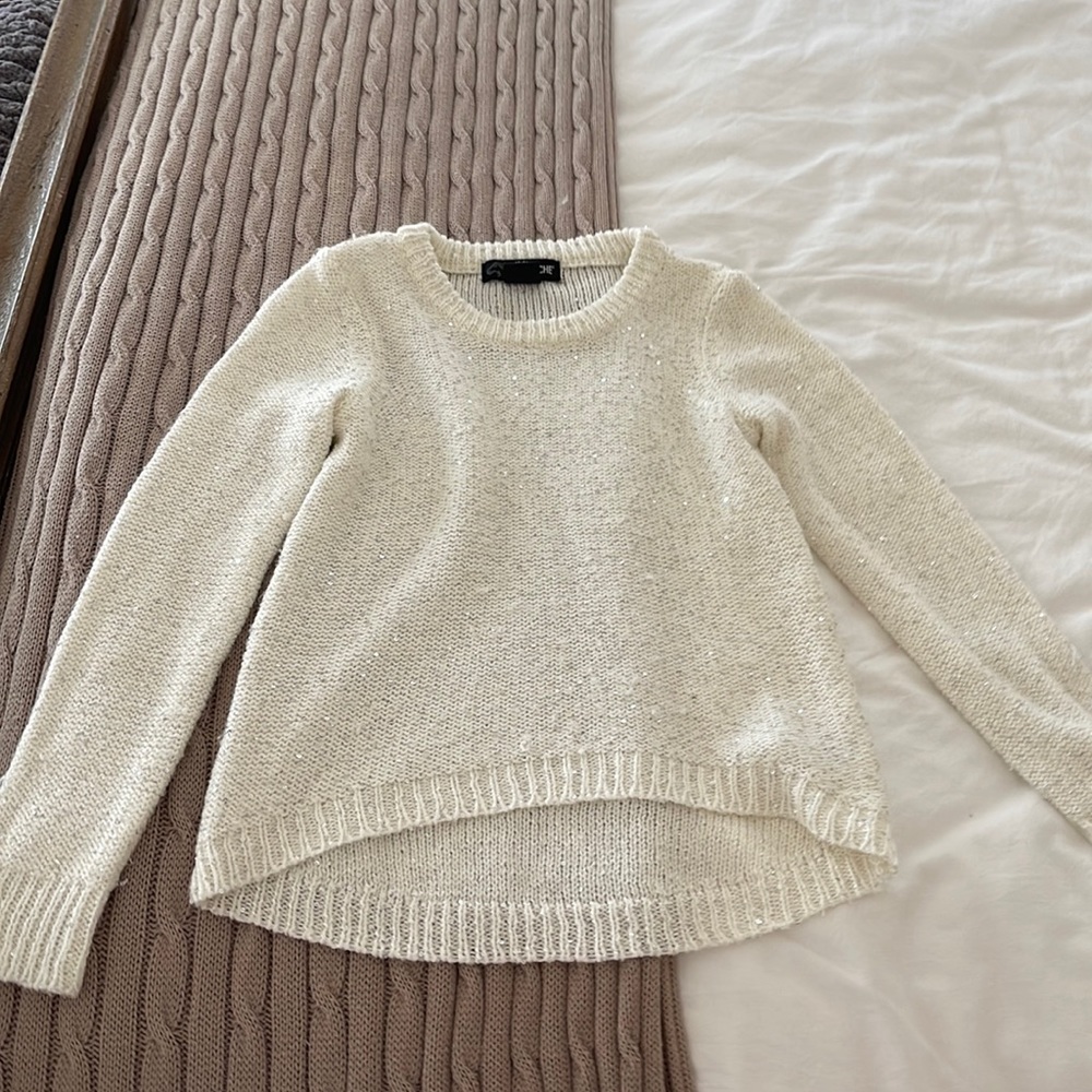 girls sparkly white sweater